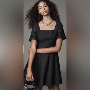 Anthropologie Pilcro Short-Sleeve Square-Neck Denim Mini Dress